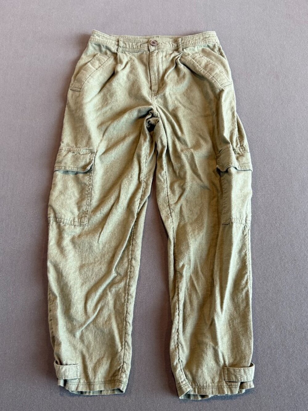 A New Day Linen Blend Cargo Pants Utility Olive Green Size 6